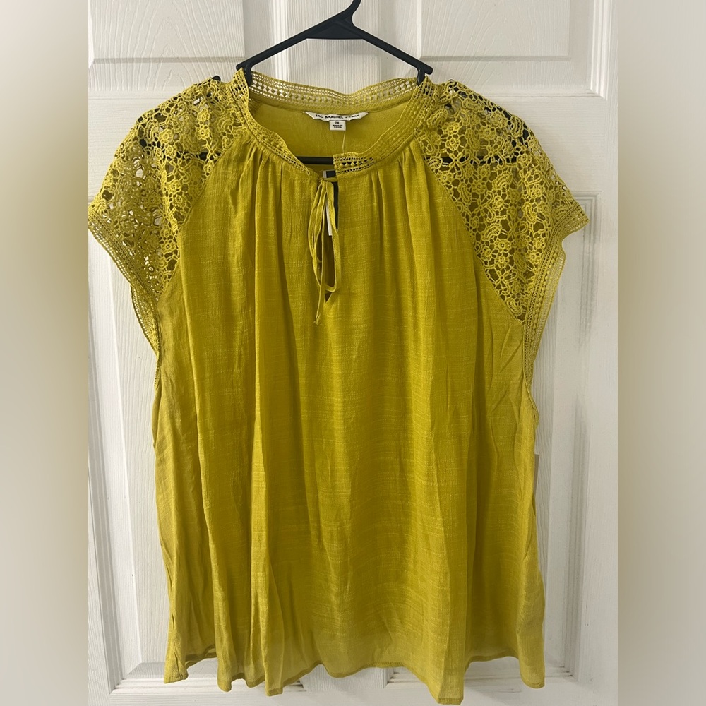 Zac & Rachel Woman Lime Matcha Blouse 2X